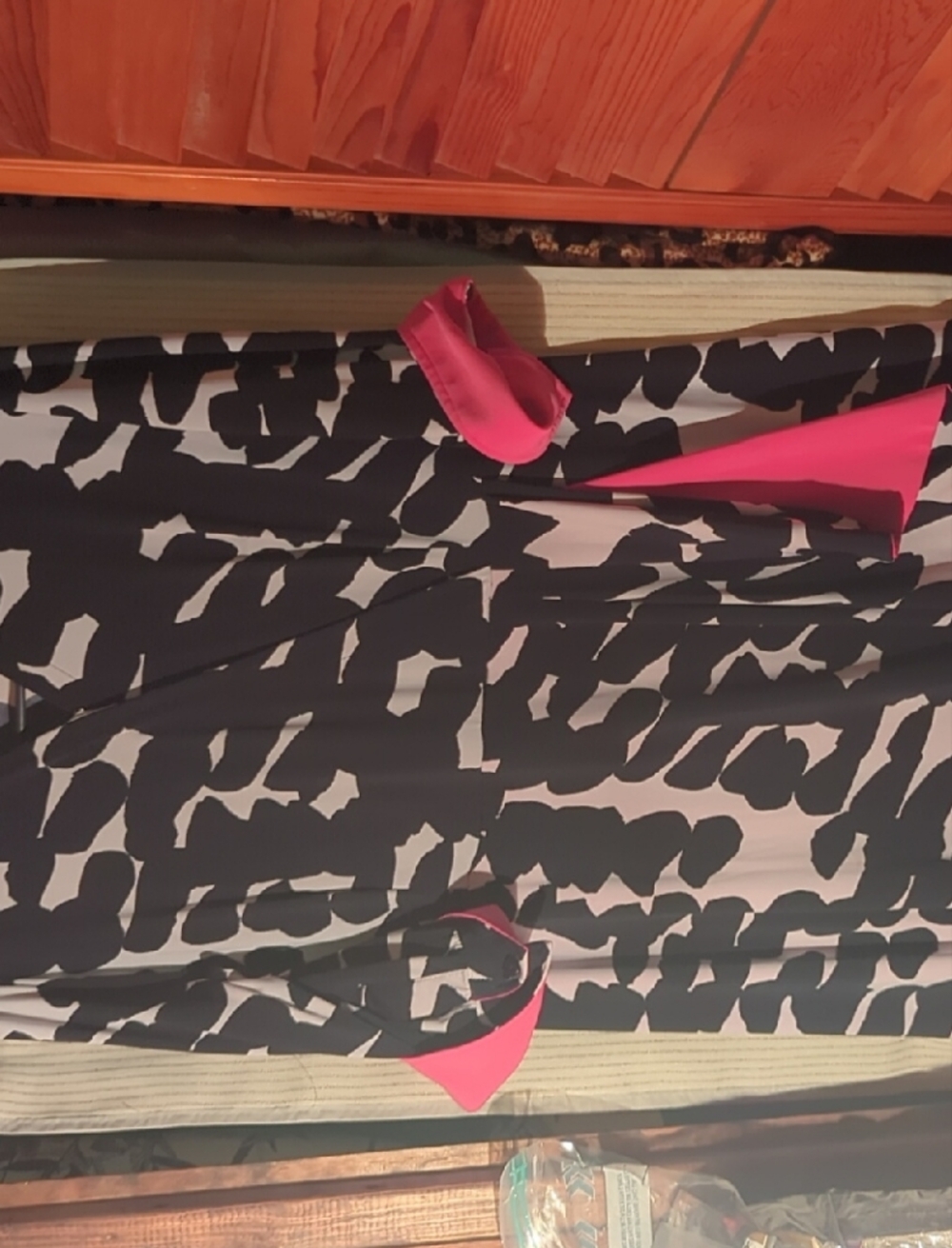 Lane Bryant Black and White Printed Midi Dress with Pink Trim